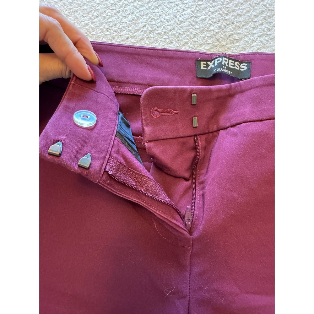 Express Columnist Ankle Pants Purple Mid Rise Straight Leg Trousers Size 10 - Picture 3 of 5